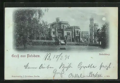 Mondschein-AK Potsdam, Schloss Babelsberg