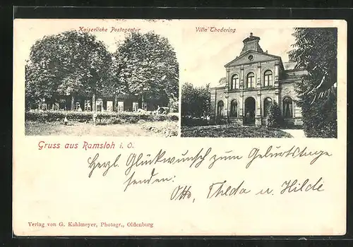 AK Ramsloh i. Oh., Kaiserliche Postagentur, Villa Thedering