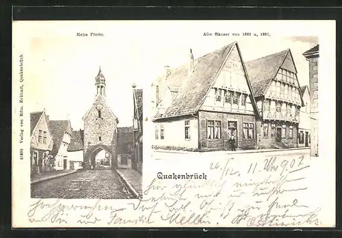 AK Quakenbrück, Hohe Pforte, alte Häuser von 1667 u. 1662