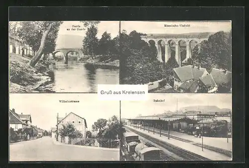 AK Kreiensen, Partie an der Gande, Eisenbahn-Viadukt, Bahnhof