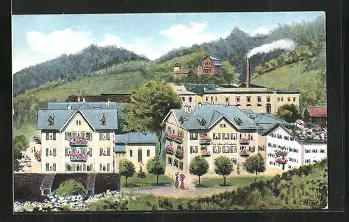 AK Berchtesgaden, Partei am Hotel Schwabenwirt