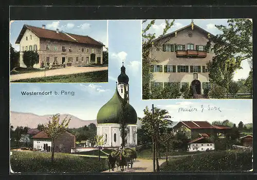 AK Westerndorf, Blick auf die St. Johann Baptist und Heilig Kreuz Kirche, Wohnhaus