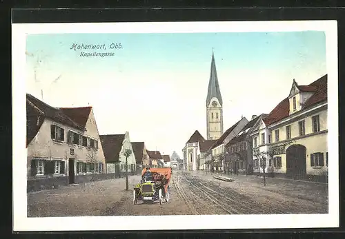 AK Hohenwart / Obb., Kapellengasse mit Auto und Kirchturm