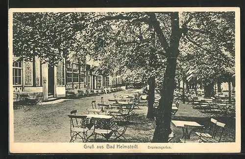 AK Bad Helmstedt, Gartenpartie im Gasthaus Brunnengarten