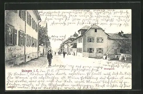 AK Usingen / Taunus, Obergasse mit Häuser