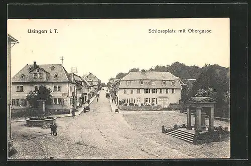 AK Usingen i. T., Schlossplatz mit Obergasse