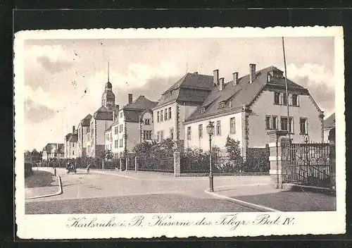 AK Karlsruhe i.B., Kaserne des Telegr.-Bat. IV