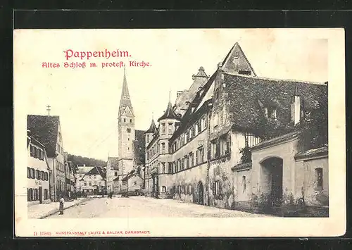 AK Pappenheim, altes Schloss mit protest. Kirche