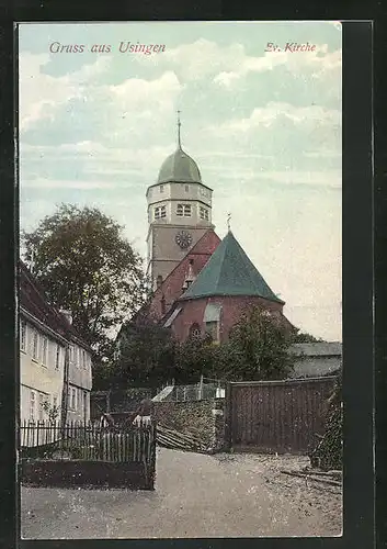 AK Usingen / Taunus, Blick zur evangelischen Kirche