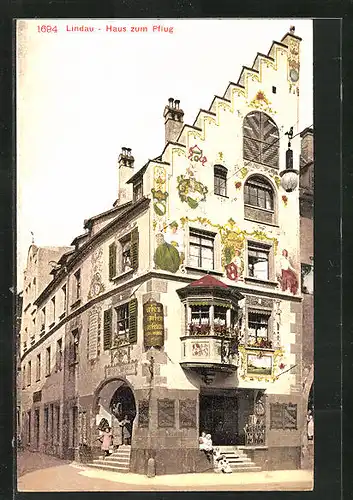 AK Lindau / Bodensee, Gasthaus Haus zum Pflug in der Maximilianstrasse