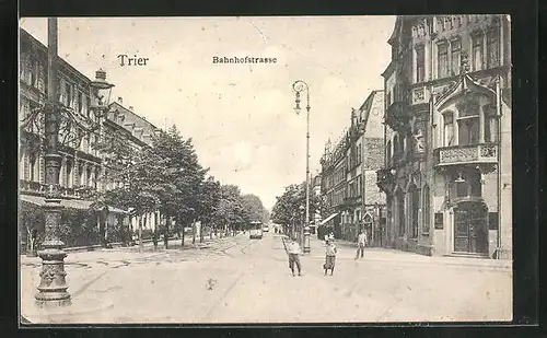 AK Trier, Bahnhofstrasse, Strassenbahn