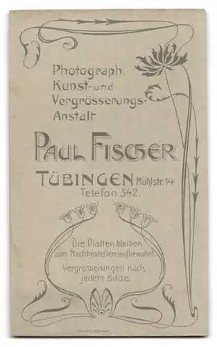 Fotografie Paul Fischer, Tübingen, Mühlstgr. 14, Portrait junger Soldat, Einjährig Freiwilliger, Schulterstück Regt. 180