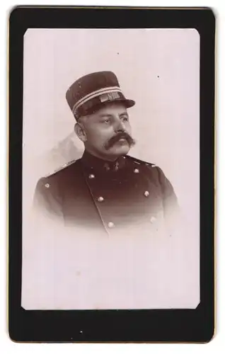 Fotografie unbekannter Fotograf und Ort, Portrait Offizier der Artillerie der Schweizer Armee, Abzeichen Kragenspiegel