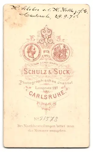 Fotografie Schulz & Suck, Karlsruhe, Langestrasse 7, Portrait Soldat H. Schober, Einjährig Freiwilliger