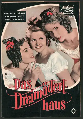 Filmprogramm DNF Nr. 4201, Das Dreimäderlhaus, Gustav Knuth, Lotte Lang, Gerda Siegl, Regie Ernst Marischka