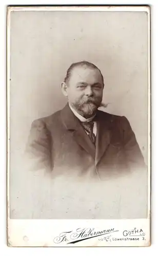 Fotografie Fr. Habermann, Gotha, Löwenstrasse 3, Portrait eleganter Herr mit Vollbart