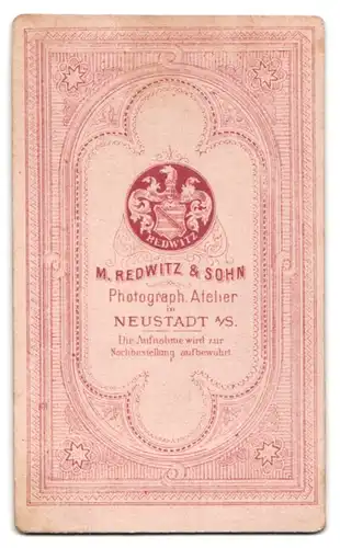 Fotografie M. Redwitz & Sohn, Neustadt a.S., bürgerlicheFrau im Kleid am Tisch