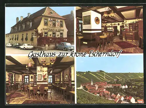 AK Escherndorf /Main, Gasthaus Zur Krone, Innenansicht, Teilansicht