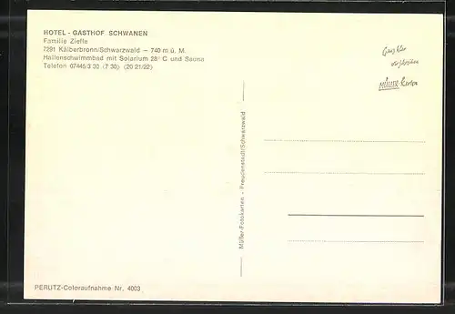 AK Kälberbronn /Schwarzwald, Hotel-Gasthof Schwanen