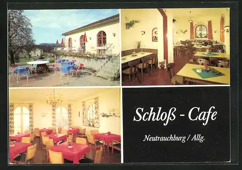 AK Neutrauchburg /Allg., Schloss-Cafe, Innenansicht, Terrasse