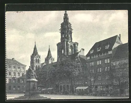 AK Heilbronn am Neckar, Marktplatz mit Geschäft und Brunnen