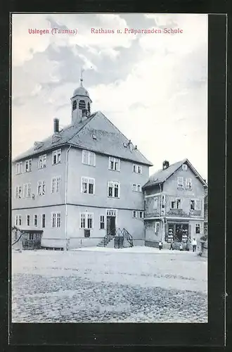 AK Usingen /Taunus, Rathaus und Präparanden Schule