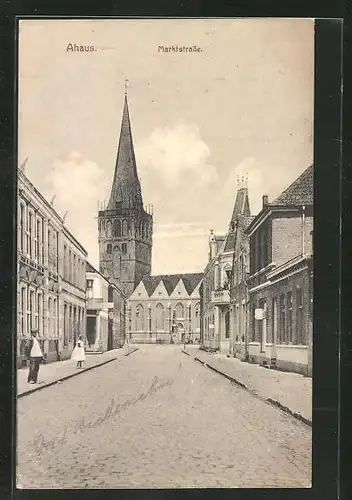 AK Ahaus, Marktstrasse mit Kirchturm