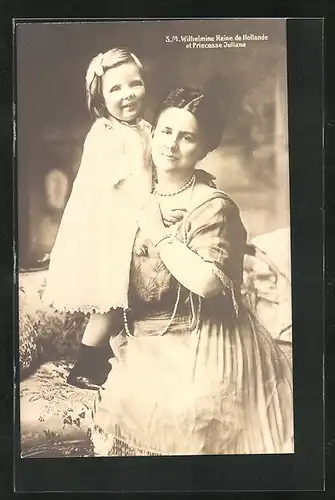 AK Königin Wilhelmine von den Niederlanden mit Prinzessin Juliana