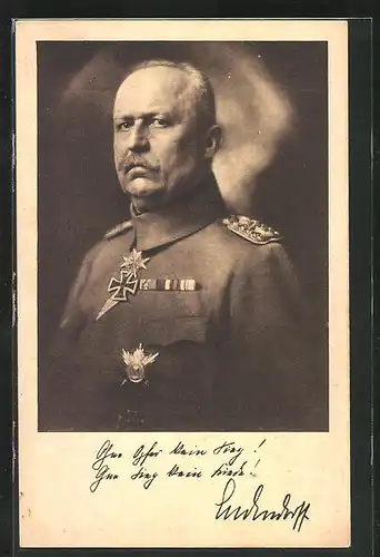 AK Erich Ludendorff in Uniform mit Orden