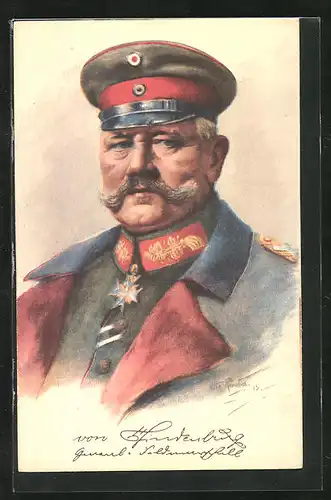 AK Paul von Hindenburg in Uniform mit Schirmmütze