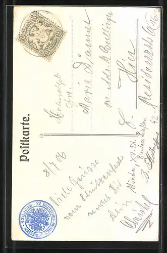Künstler-AK München, XV. Deutsches Bundesschiessen 1906, Trommler in Tracht