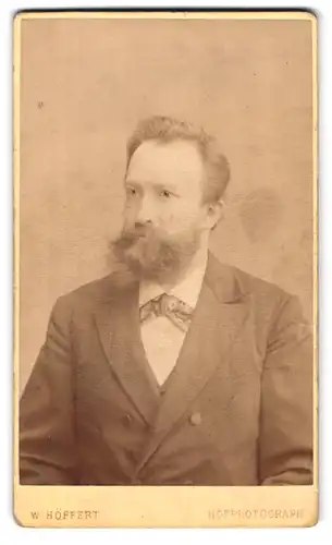 Fotografie W. Höffert, Dresden, See-Str. 10, Portrait Mann im Anzug mit Vollbart