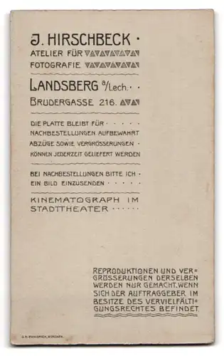 Fotografie J. Hirschbeck, Landsberg a. Lech, Brudergasse 216, Portrait Junge im Anzug mit Kerze zur Kommunion