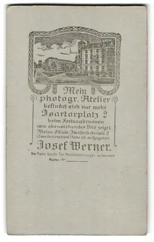 Fotografie Josef Werner, München, Ansicht München, Foto-Atelier Isartorplatz 2, Rückseitig Herren Portrait