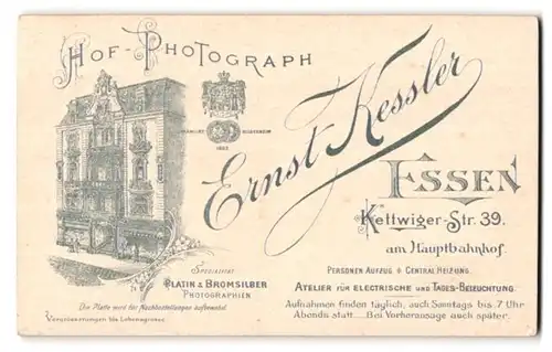 Fotografie Ernst Kessler, Essen, Kettwiger-Str. 39, Ansicht Essen, Ateliers Haus des Fotografen