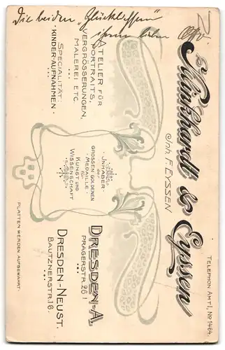 Fotografie Klinkhardt & Eyssen, Dresden, Pragerstr. 26, Portrait eines elegant gekleideten Paares