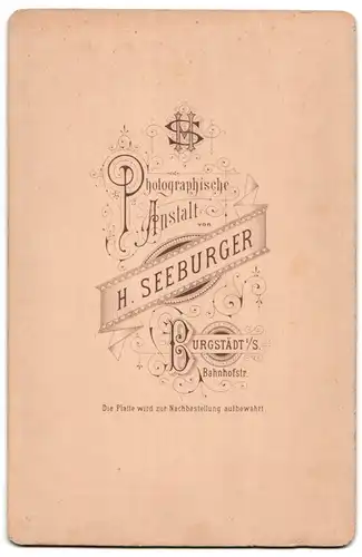 Fotografie H. Seeburger, Burgstädt i. S., Bahnhofstr., Herr mit Mittelscheitel trägt Krawatte