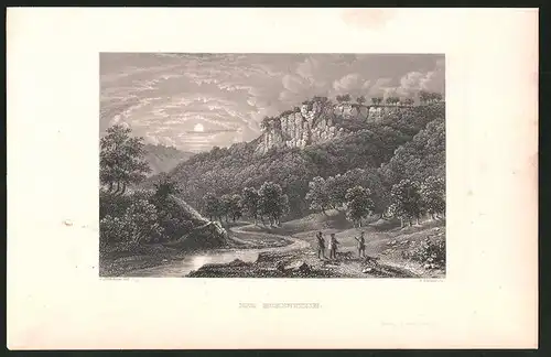 Stahlstich Hohenstein, Ortsansicht mit Burg, Stahlstich um 1840, 23.5 x 15cm