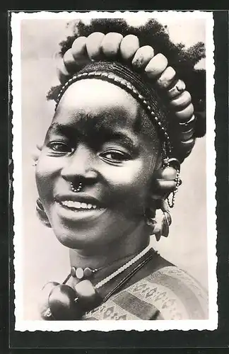 AK Soudan, Jeune Femme Somono, afrikanische Volkstypen, Frisur