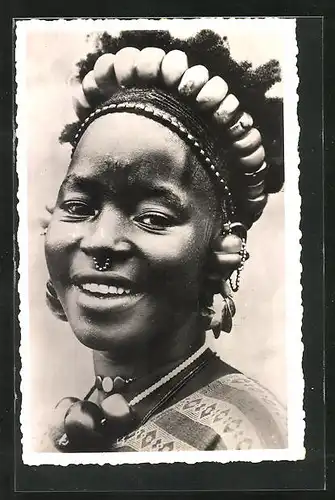 AK Soudan, Jeune Femme Somono, afrikanische Volkstypen, Frisur