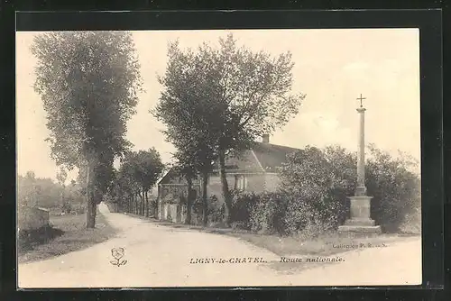 AK Ligny-le-Chatel, Route nationale