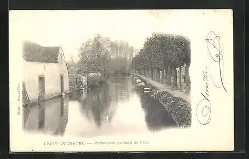 AK Ligny-le-Chatel, Promenade au bord de l`eau