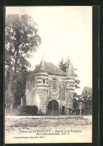 AK Fleurigny, Château de Fleurigny, Entrée de la Propriété, Porte Monumentale