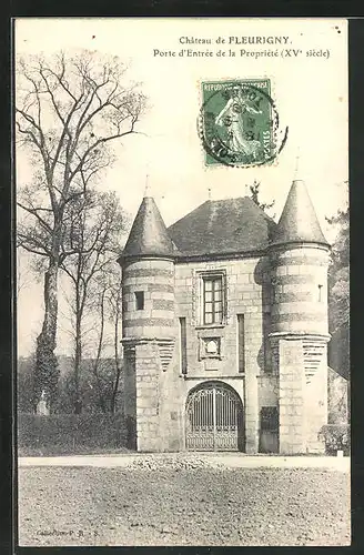 AK Fleurigny, Château de Fleurigny, Porte d`Entrée de la Propriété XVe siècle