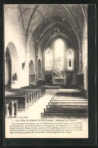 AK La Celle-Saint-Cyr, Intérieur de l`Eglise