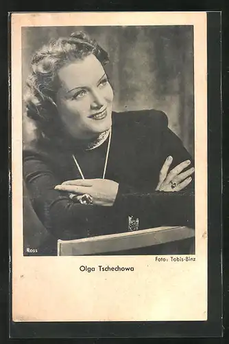 AK Schauspielerinb Olga Tschechowa mit elegantem Hals- und Fingerschmuck