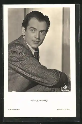 AK Schauspieler Will Quadflieg charmant im Anzug
