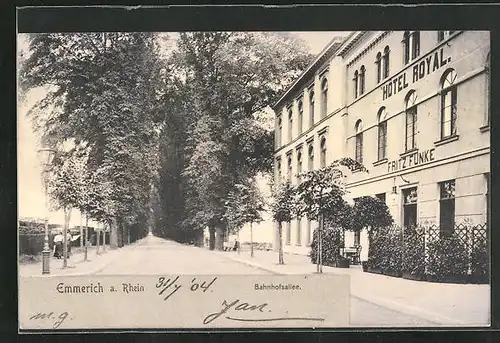 AK Emmerich /Rhein, Bahnhofsallee, Hotel Royal von Fritz Funke