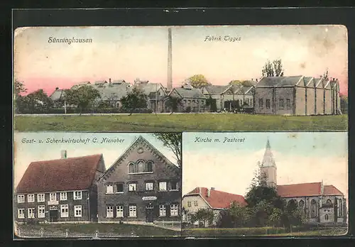 AK Sünninghausen, Fabrik Tigges, Gastwirtschaft C. Nienaber