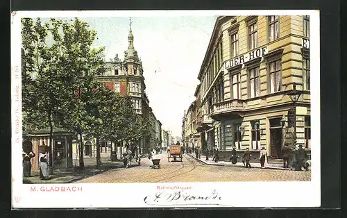 AK Mönchengladbach, Strassenpartie am Hotel Elberfelder-Hof